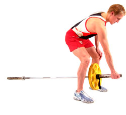 stand with the bar comfortbly between your legs