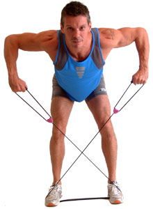 lift your elbows high - keeping arms at right angles