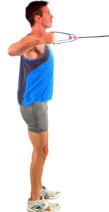 pull the band in keeping your elbows high