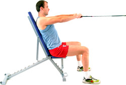 keep your feet firmly on the floor - back pushed into the bench