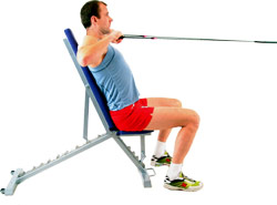 aim to have your elbows high - smoothly pulling back on the band