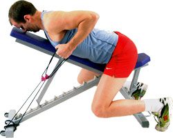 smoothly raise the elbow high - keeping your arm close to your body