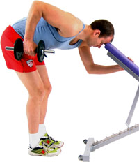 lift your elbow high - keeping the weight close to your body