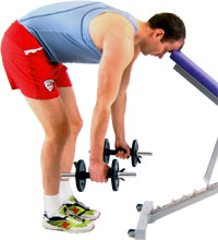 keep your forehead on the bench with your back straight