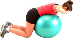 aim to rest your lower chest and upper abdominal’s in contact with the ball