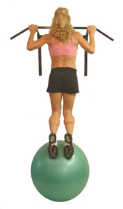 aim to keep your feet in contact with the ball throughout the movement