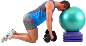 rest your forehead on the Swiss Ball