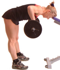 keep your forehead resting on the bench - with your back straight