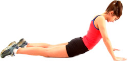 slowly lift your upper body off the floor using the support of your arms
