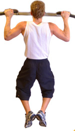 smoothly raise your chin over the bar