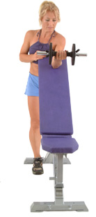 keep the back of your arm in contact with the bench