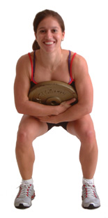 stay in the squatted position take off and land with both feet shoulder width apart