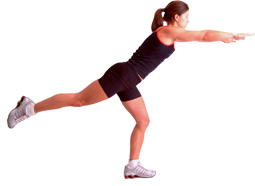 raise up taking one leg straight behind