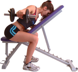 aim to keep your forehead in contact with the bench