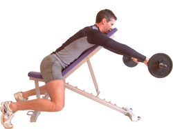 keep your chin and chest in contact with the bench