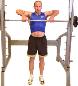 stand with your back and legs keep the bar close to your chest - elbows high
